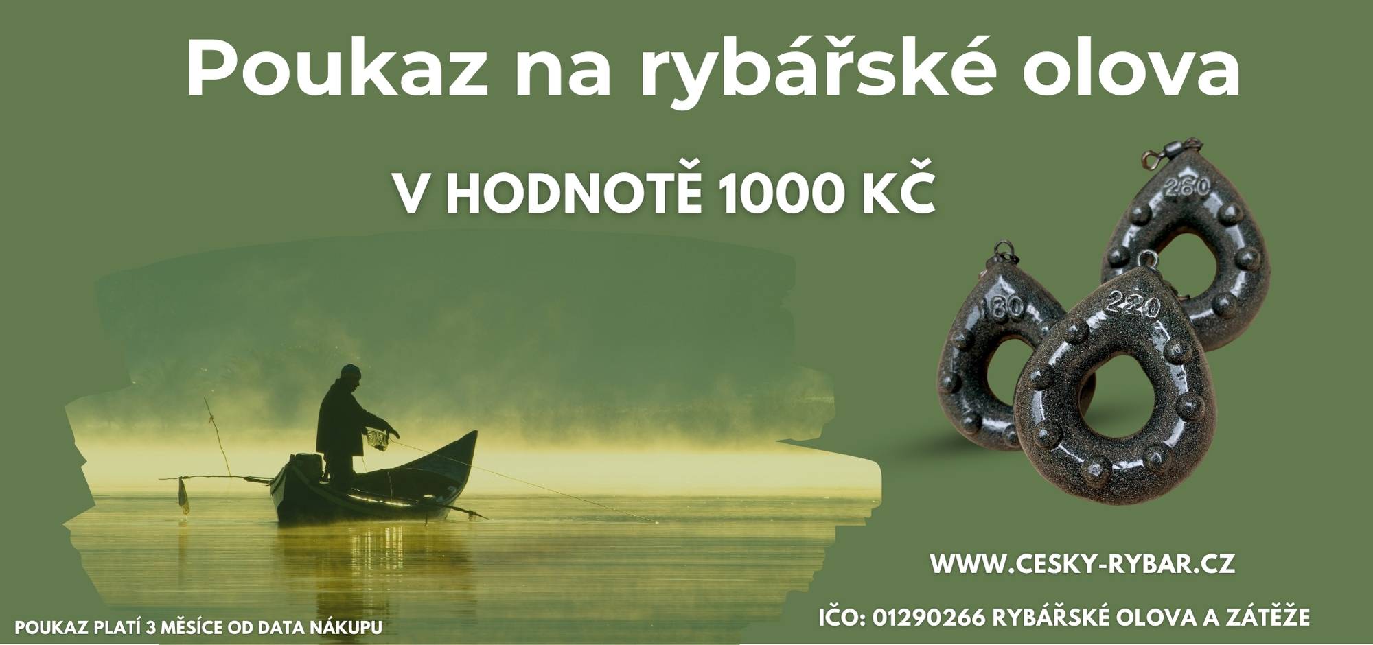 Poukaz na rybářské olova v hodnotě 1000 Kč